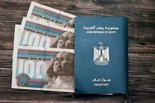 Egyptian passport with currency notes