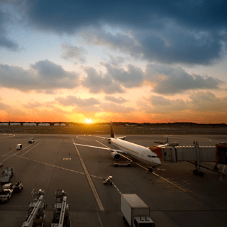 Aeroplane parked at airport gate
