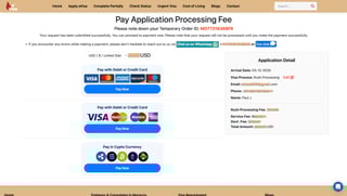 Pay the Application Processing Fee