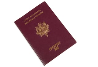 French passport on white background