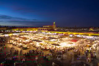 Jamaa el Fna market, Marrakesh, at dusk