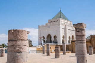 Moroccan mausoleum architecture with ancient pillars