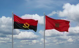 Morocco and Angola flags together