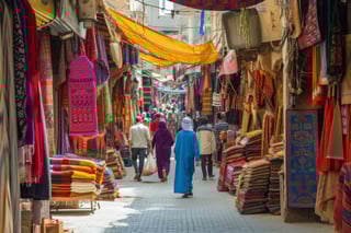 People walking through the Moroccan market