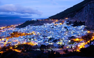 View of a Moroccan town at night