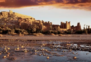Village located in Morocco at dusk