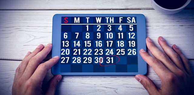 Calendar date circled on the tablet screen