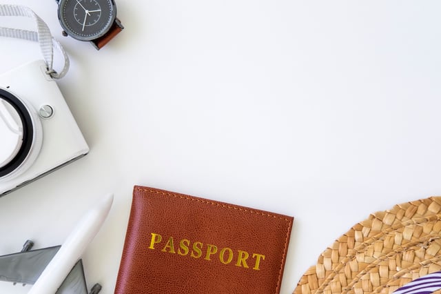 Passport With Travel Accessories Flatlay