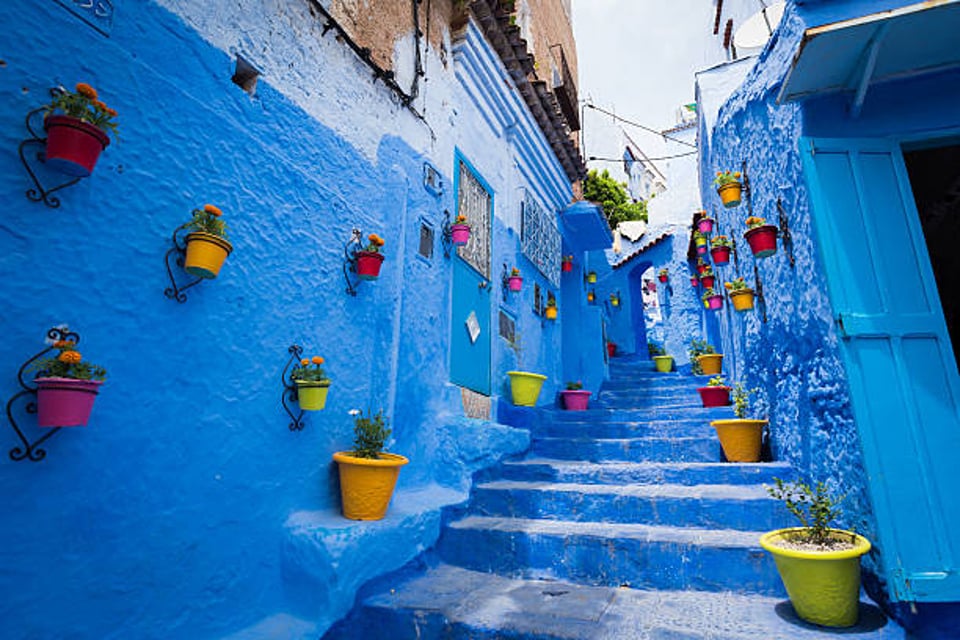 Blue-painted alley in Chefchaouen