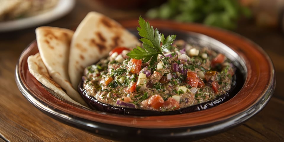 Moroccan Zaalouk With Pita Bread