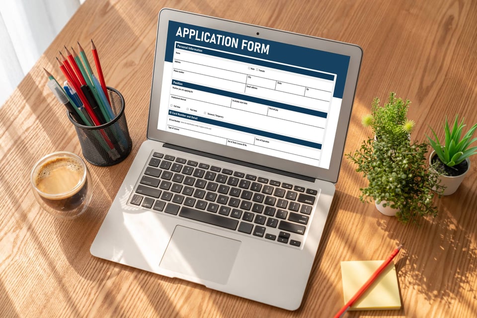 Online Application Form On Laptop Screen