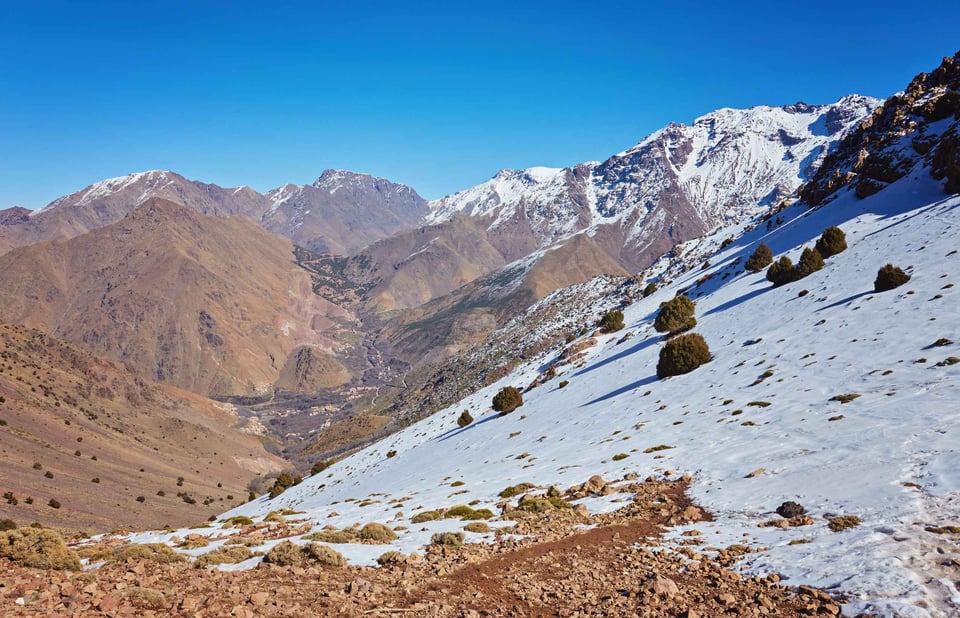View On Jebel Toubkal In The High Atlas Mountains Morocco