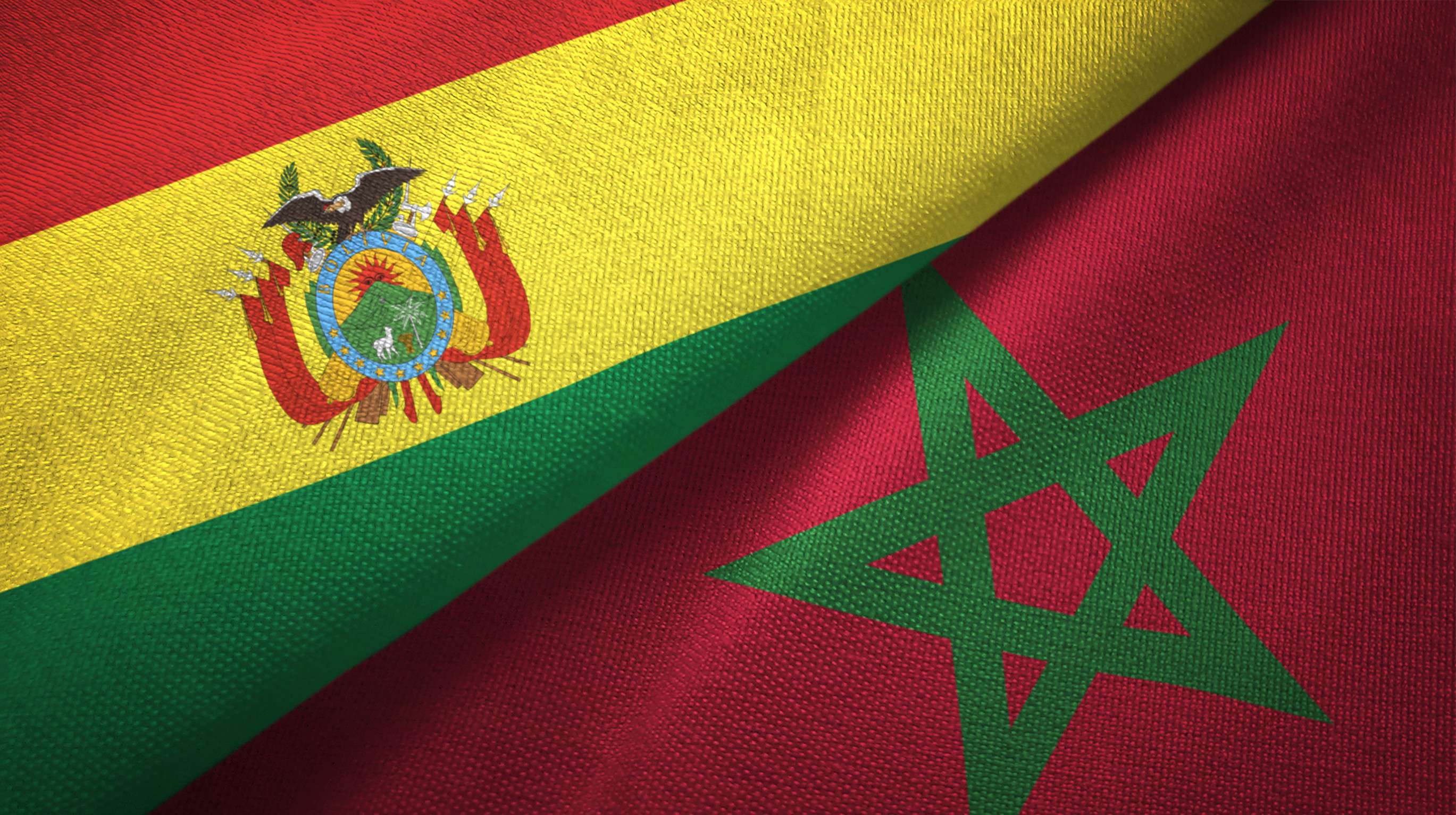 Bolivia And Morocco Flags Together Bolivia And Morocco Flags Together
