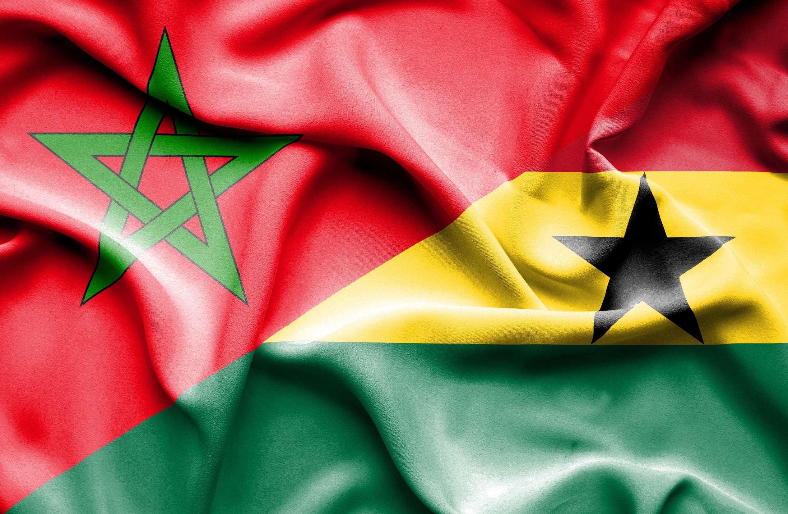 Morocco And Ghana Flags Merged