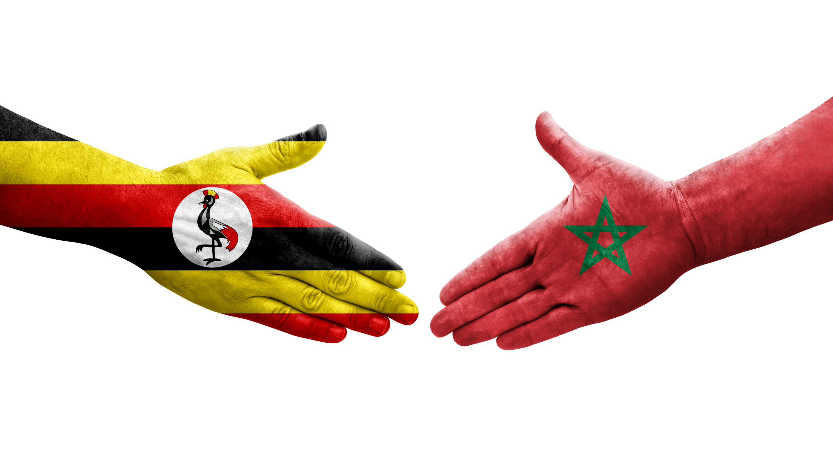 Uganda And Morocco Handshake Illustration